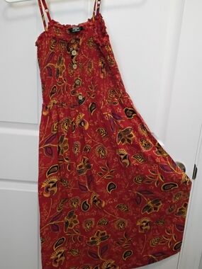 Angie Red Floral Button-Front Dress